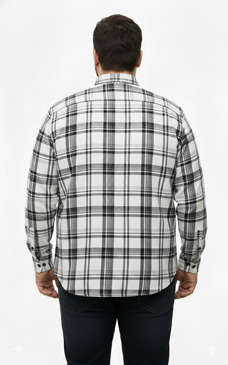White & black check shirt