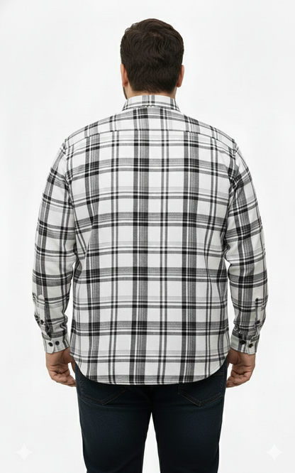 White & black check shirt