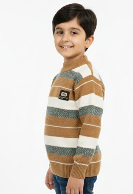 Cozy Striped Knit Brown Sweater for Kids