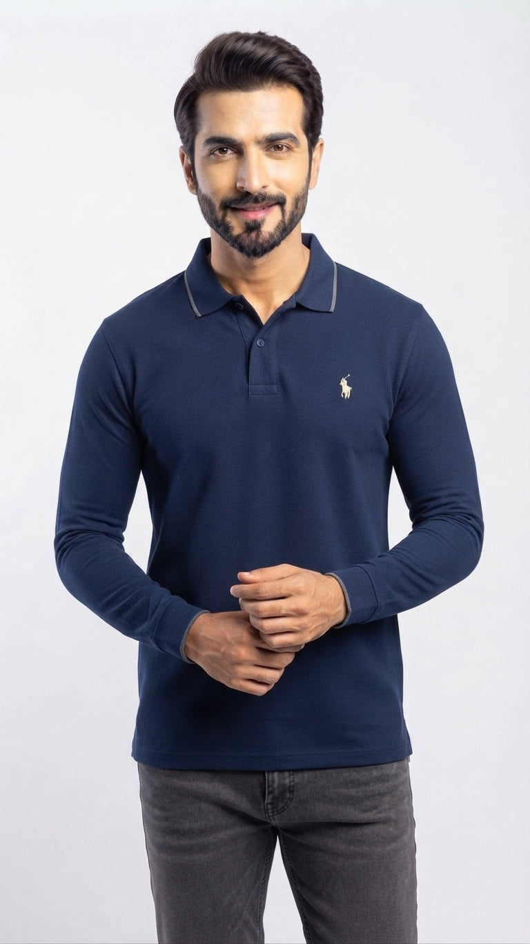Al Noor Men’s Classic Long Sleeve Polo Tee