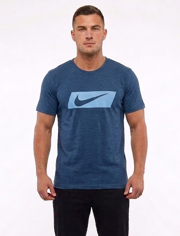 : Modern Nike Logo Cotton Tee for Casual & Active Wear In Blue