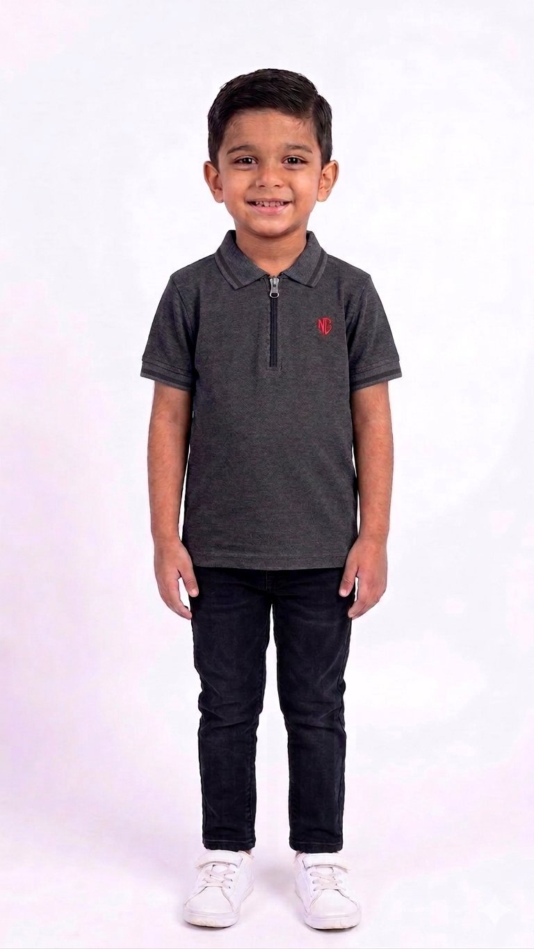 Premium Boys' Zipper Polo Shirt