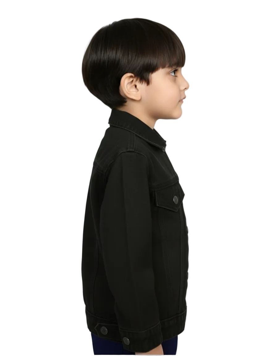 Kids Playful Black Denim Jackets
