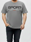 Men's Grey "Sport" Graphic Tee – 3XL Regular Fit