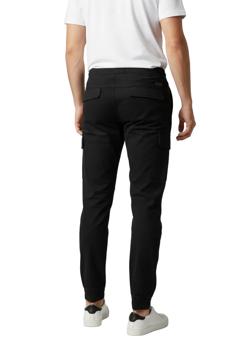 Black Moto Denim Joggers for Men