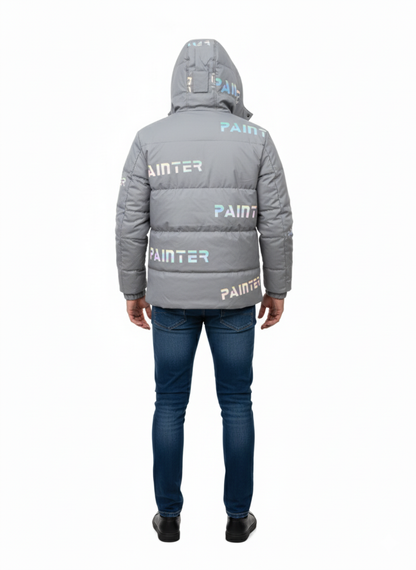 Men’s Silver Grey Panther Puffer Jacket
