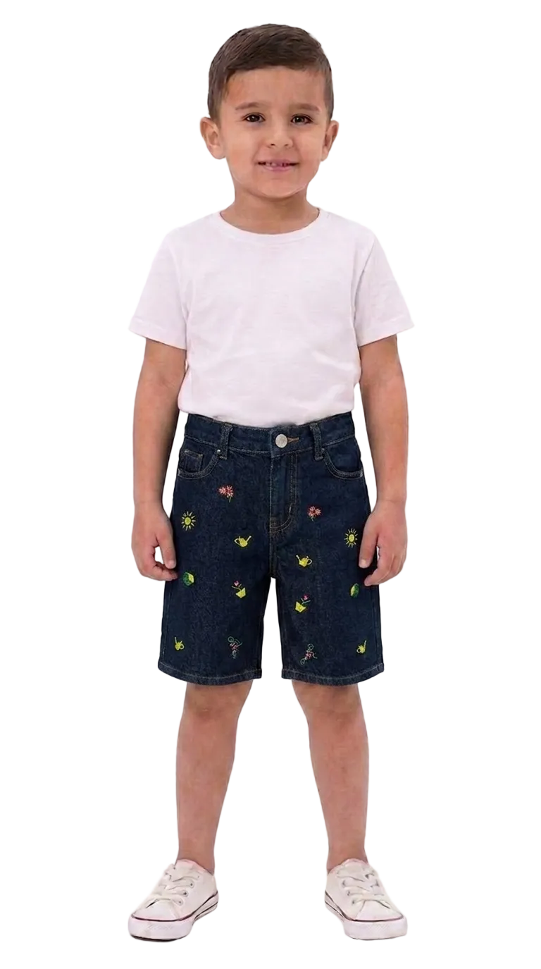 Signature Kids' Embroidered Denim Shorts