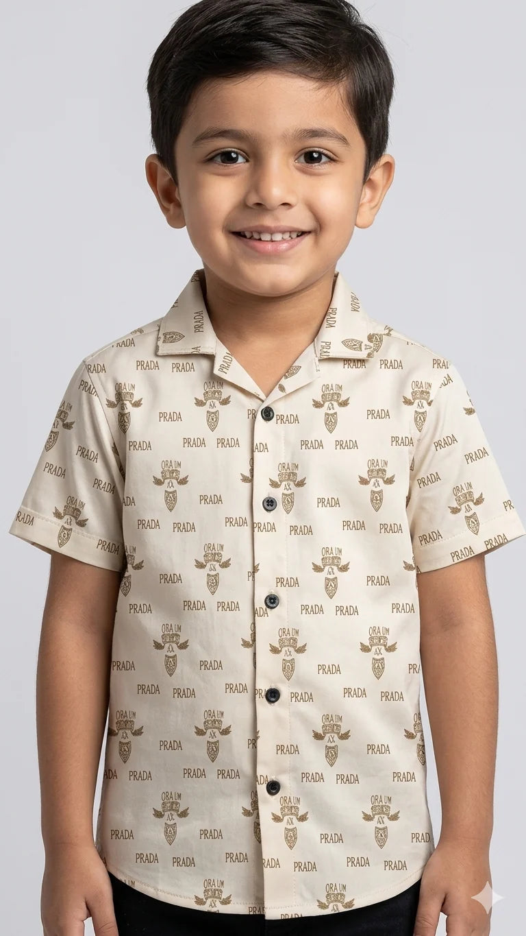 Designer Boys' Half-Sleeve Prada Shirts