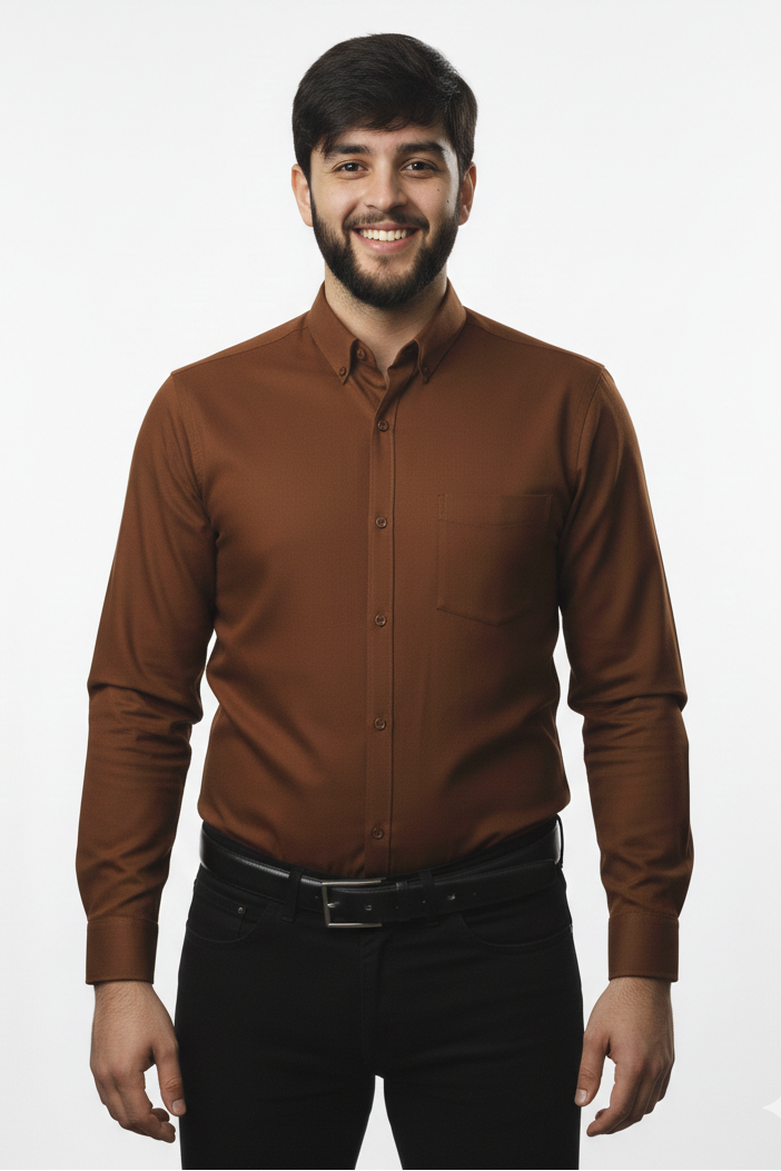 Brown Casual Button Down Shirt