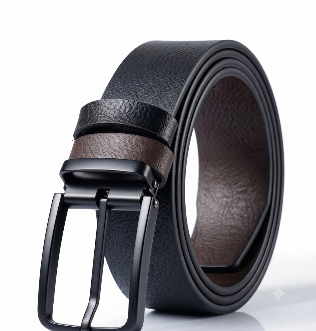 Men's Classic Black & Brown Reversible Leather Belt