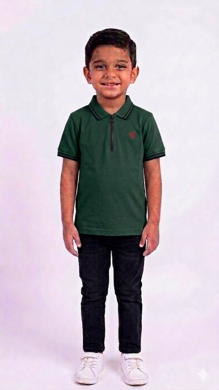 Premium Boys' Zipper Polo Shirt