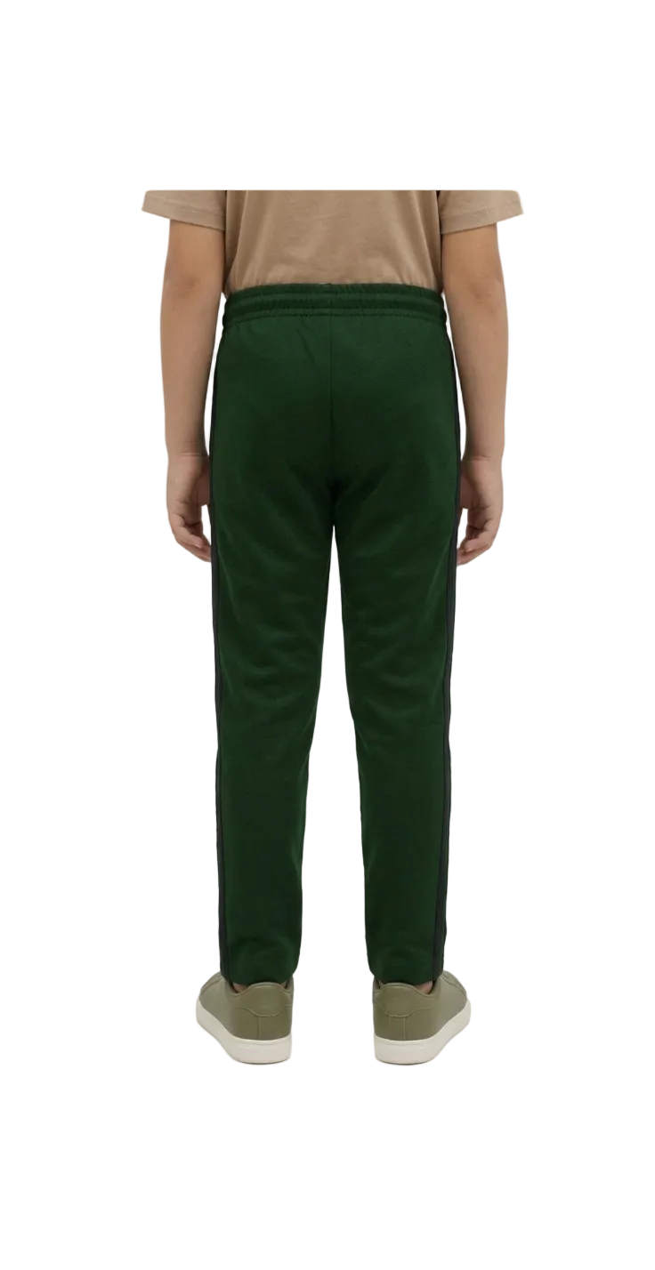 Premium Boys' Olive green Jersey Striped Trouser