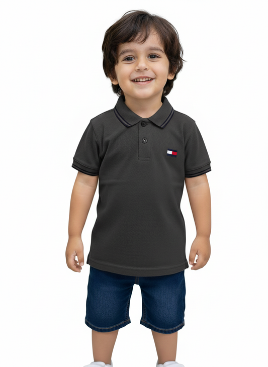 Boys Dark Grey Tommy Polo