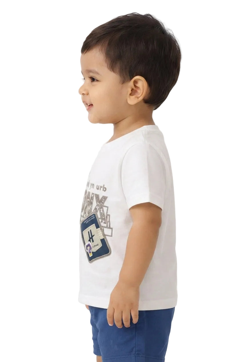 Boys "Brooklyn" Typography & Patch Applique T-Shirt