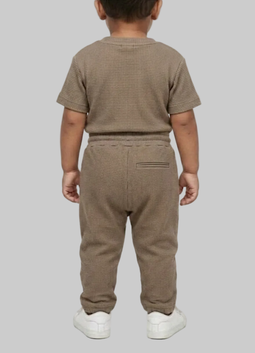 Kids Premium brown waffle Track Suits