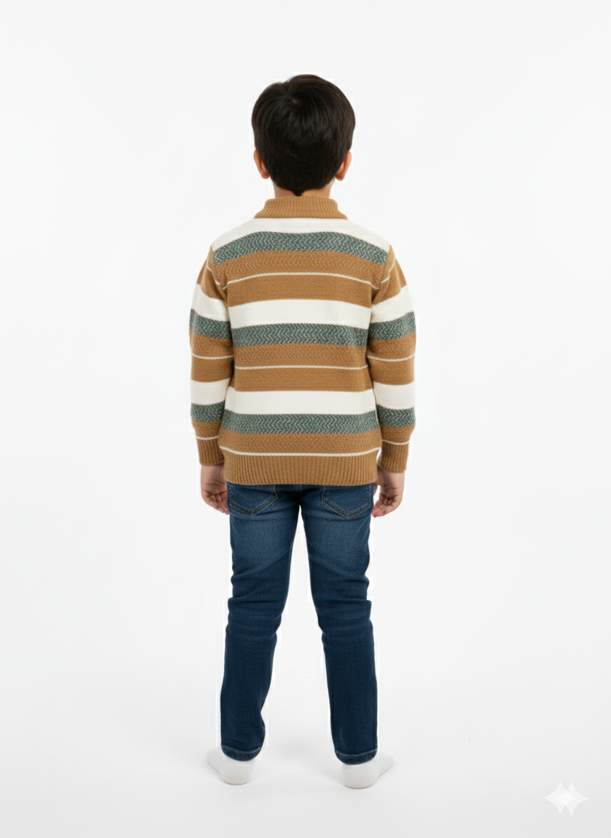 Cozy Striped Knit Brown Sweater for Kids