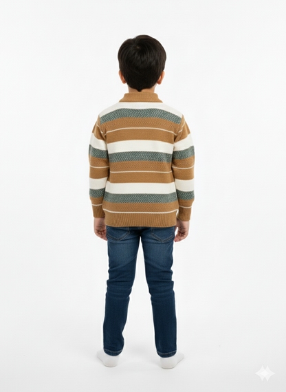 Cozy Striped Knit Brown Sweater for Kids