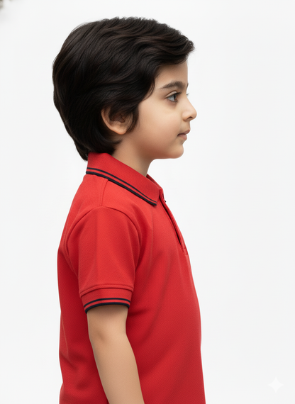 Boys Giordano Red Polo