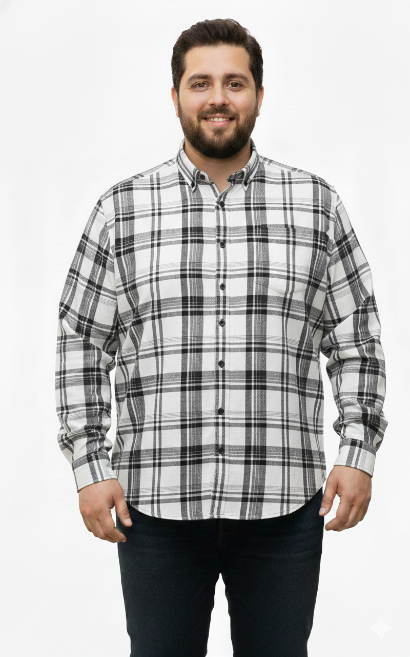 White & black check shirt
