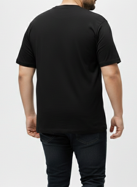 Men's Black Graphic Tee – 3XL Regular Fit
