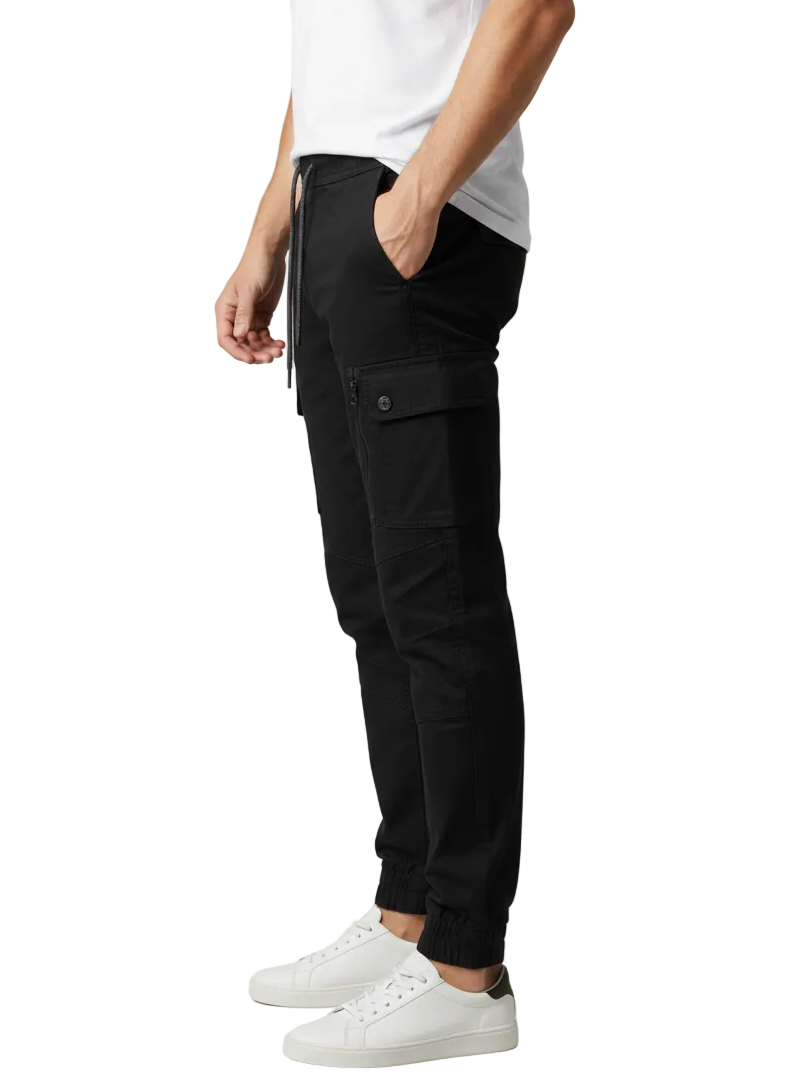 Black Moto Denim Joggers for Men