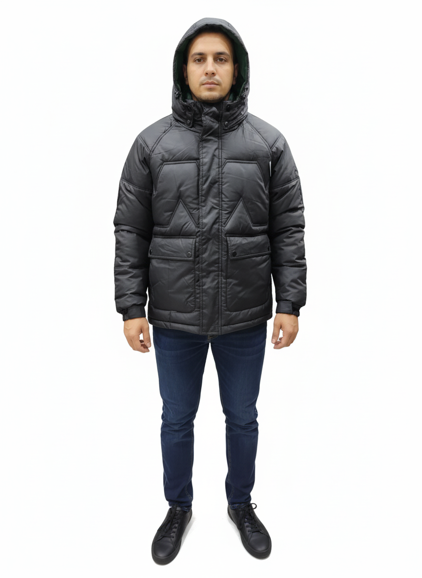Men’s Black Puffer Plain Jacket