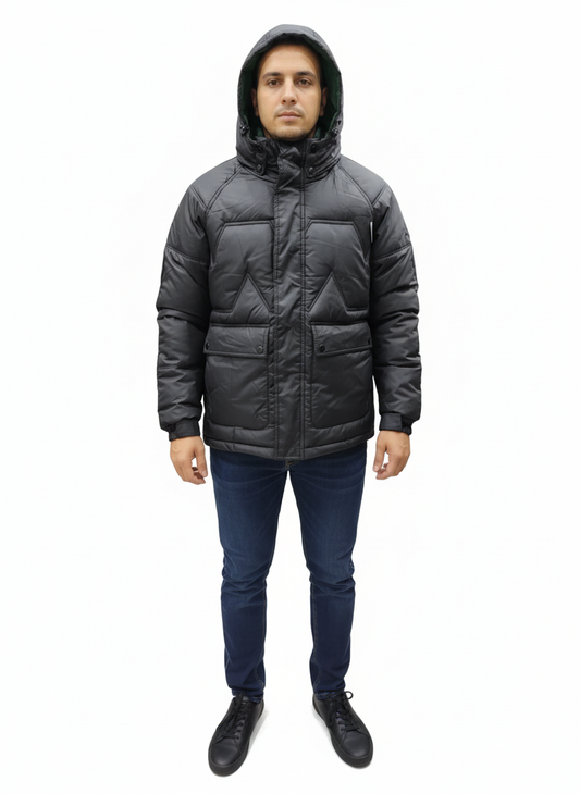 Men’s Black Puffer Plain Jacket