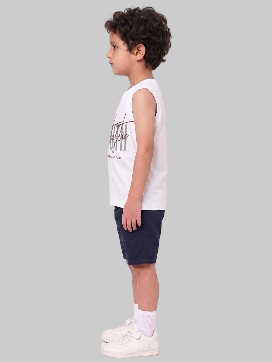 Kids' Casual White Youth Graphic Tank Top