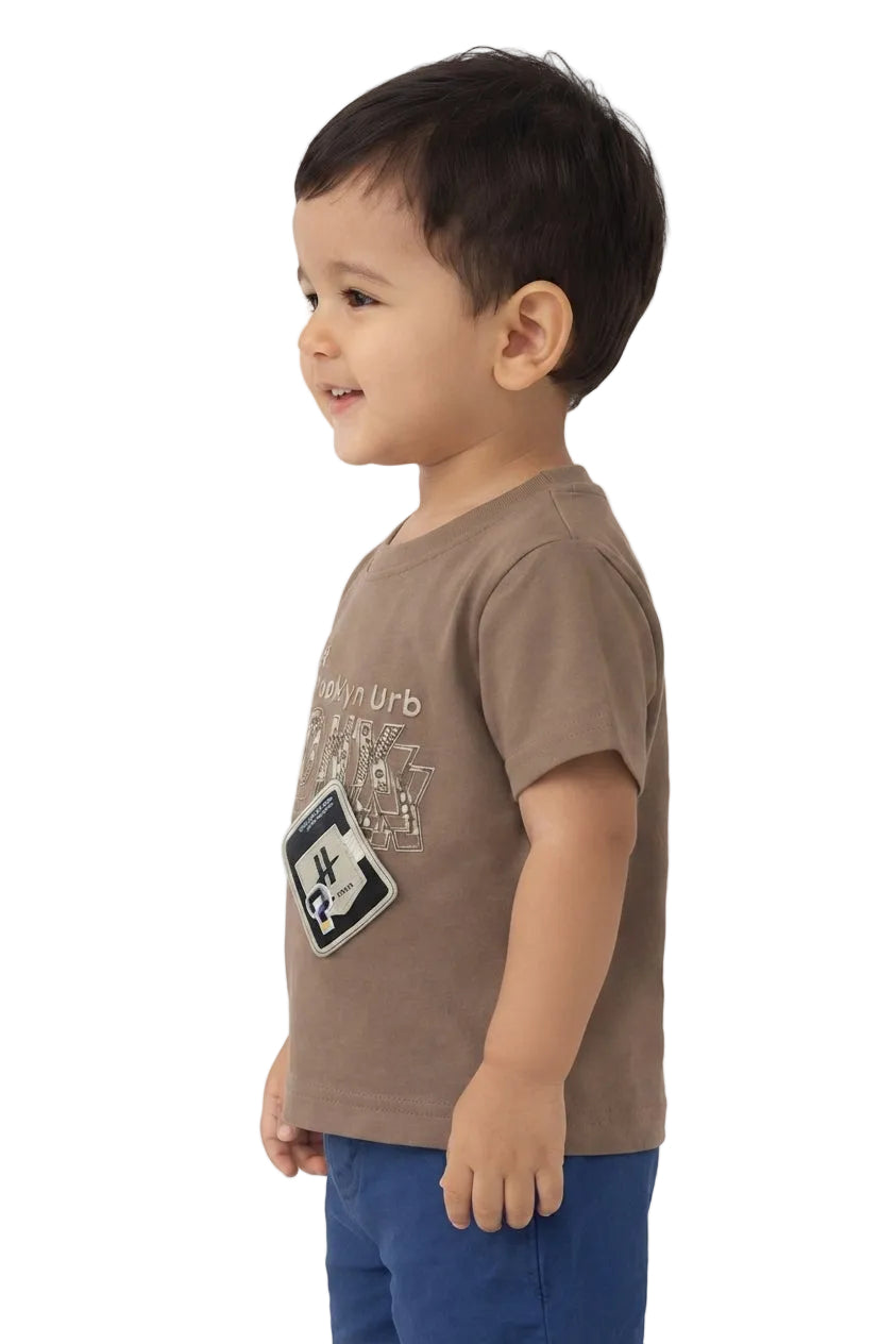 Boys "Brooklyn" Typography & Patch Applique T-Shirt