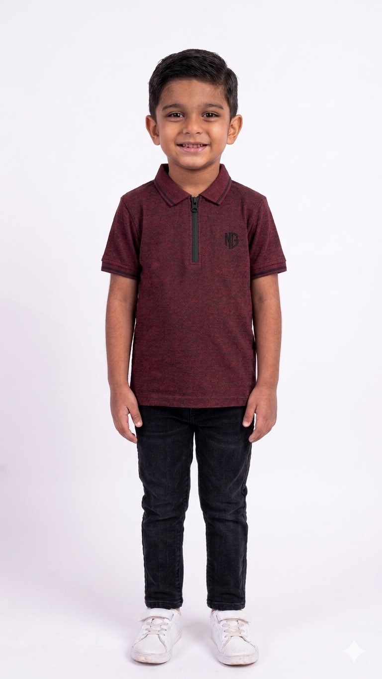 Premium Boys' Zipper Polo Shirt