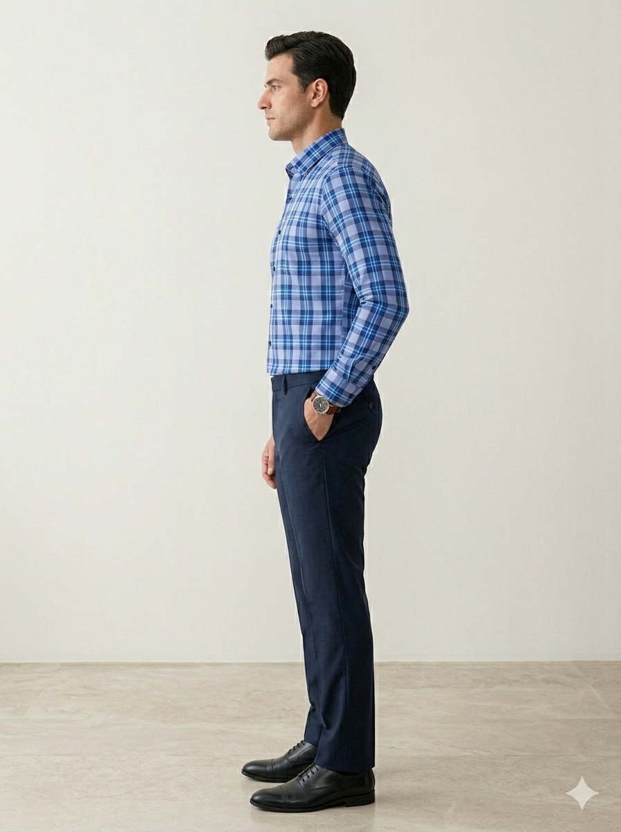 Sky Blue  Trendy Checkered Shirt