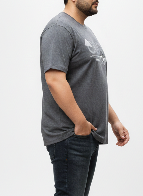 Men's Grey "CORE" Graphic Tee – 3XL Regular Fit