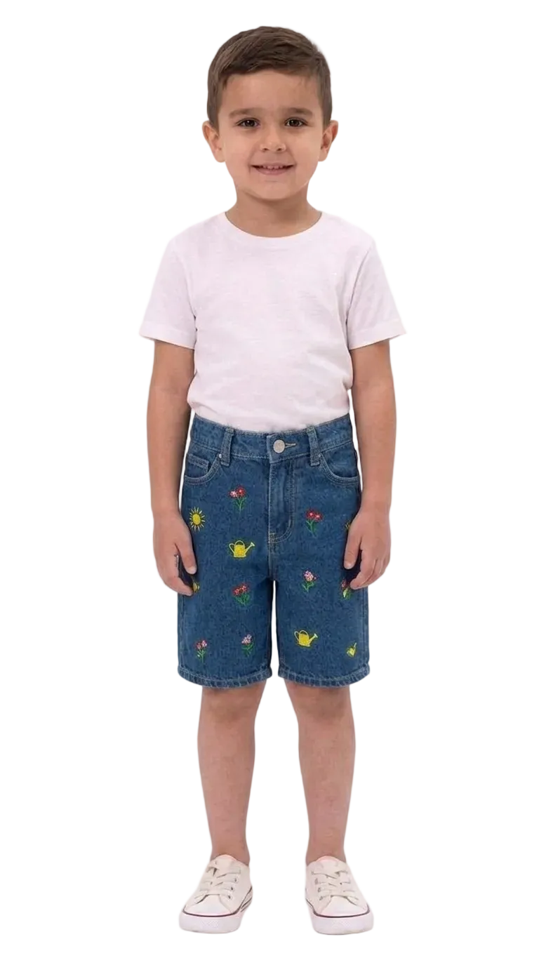 Signature Kids' Embroidered Denim Shorts