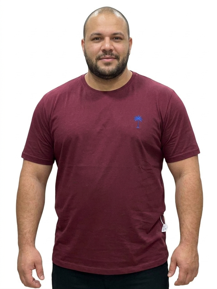 Men's Premium Maroon T-Shirt with Embroidered Palm Logo