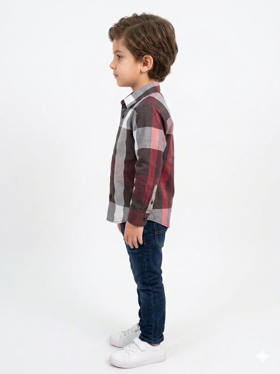 Signature Premium Cotton Plaid maroon Shirt