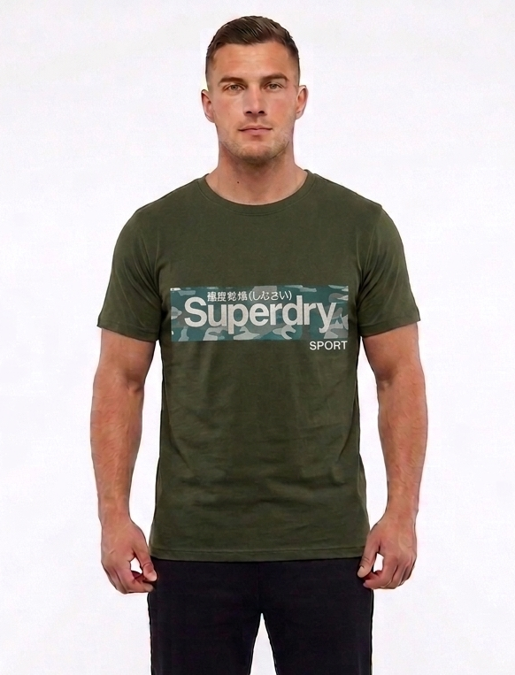 Superdry Sport Graphic Print T-Shirt in Olive Green