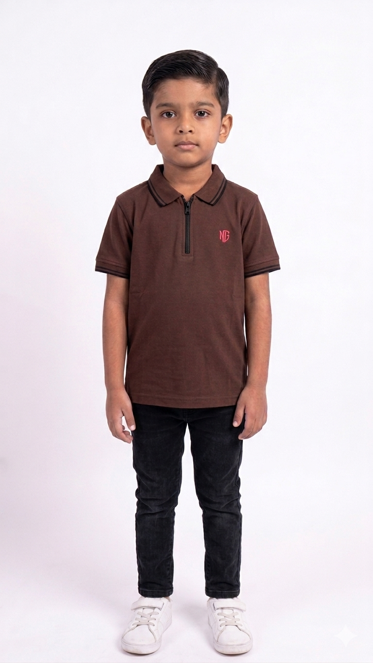 Premium Boys' Zipper Polo Shirt