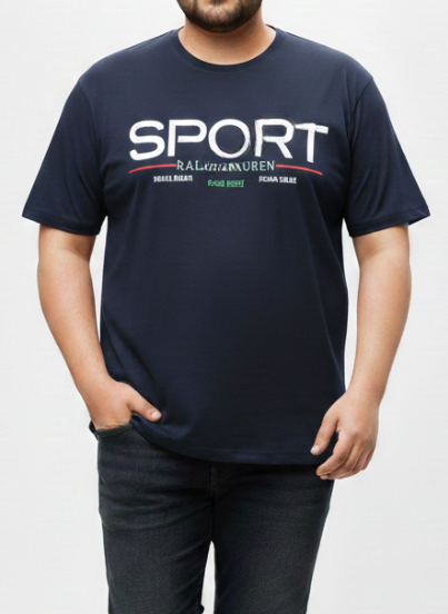 Men's Navy Blue "Sport" Graphic Tee – 3XL Regular Fit