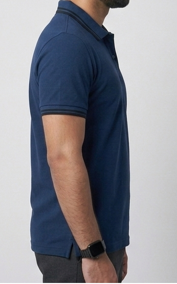 Mens dark blue stylish polo