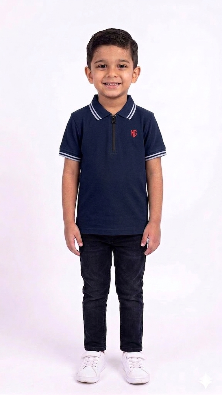 Premium Boys' Zipper Polo Shirt