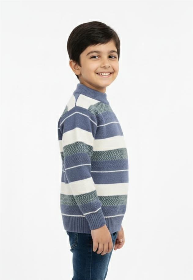 Cozy Striped Knit Blue Sweater for Kids
