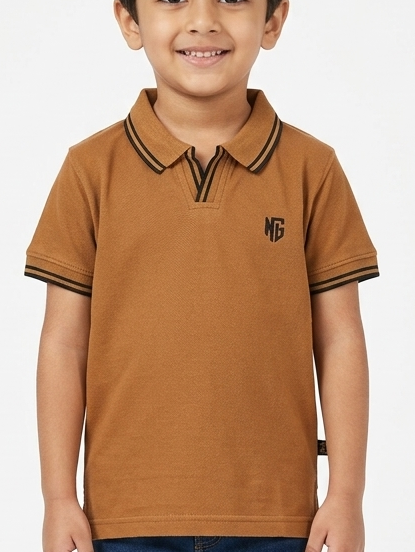 Boys' Signature Johny Collar Polo – Premium Open V-Neck