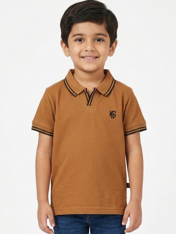 Boys' Signature Johny Collar Polo – Premium Open V-Neck