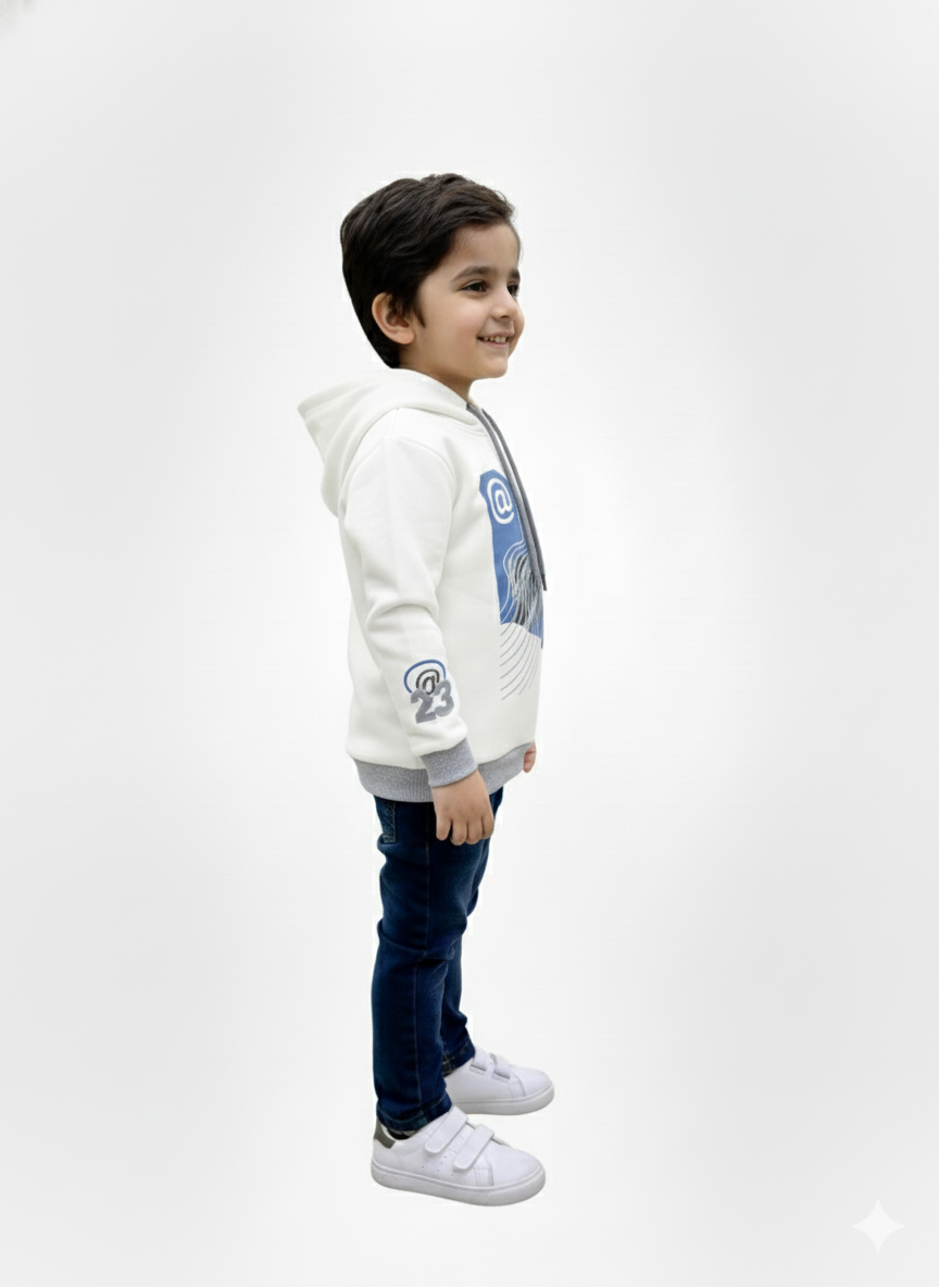 Urban offwhite Graphic Kids Hoodie