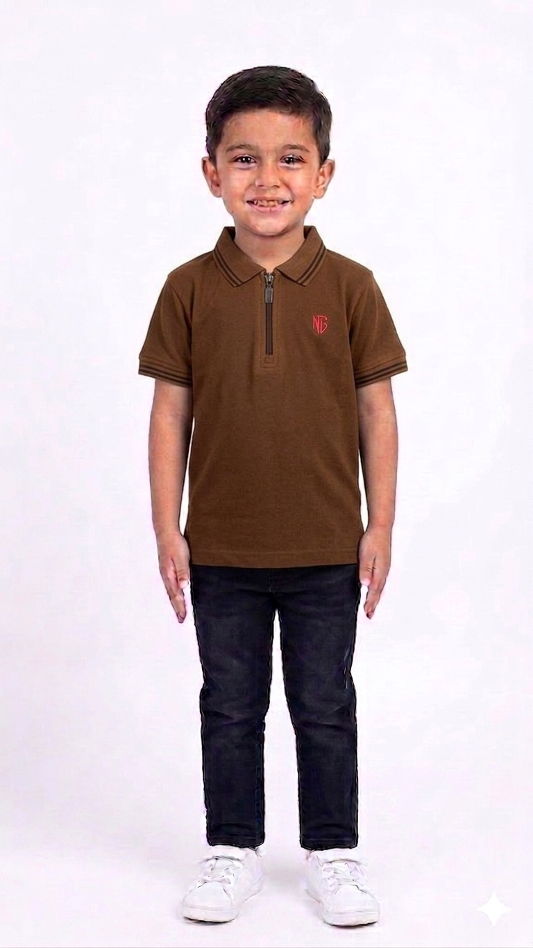 Premium Boys' Zipper Polo Shirt