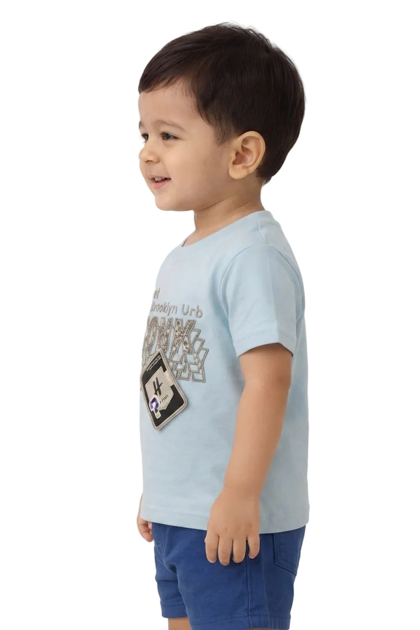 Boys "Brooklyn" Typography & Patch Applique T-Shirt