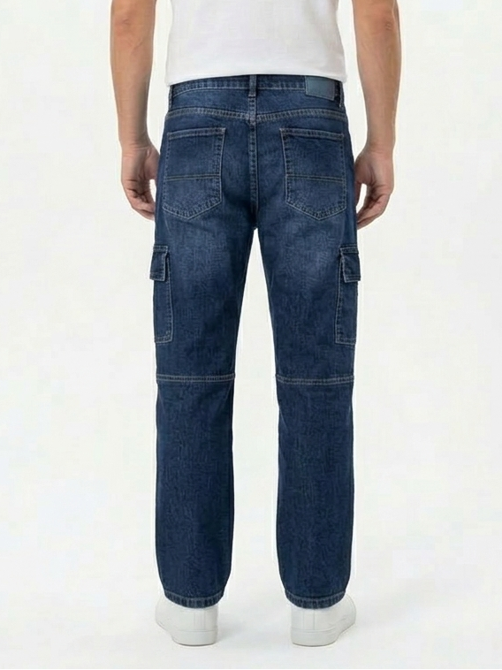 Men’s Classic Dark Blue Relaxed Fit Cargo Jeans