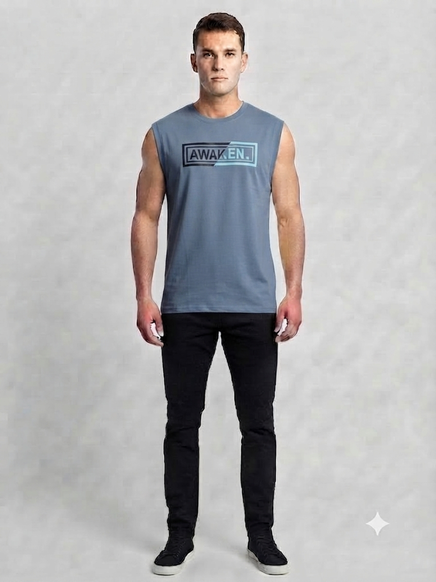 Men’s Muscle Sky Blue Tank – Casual Athletic Wear