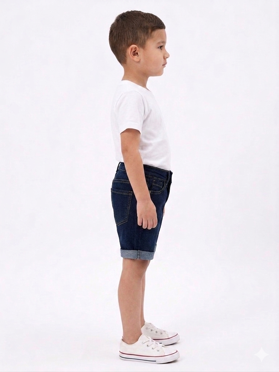 Boys' Denim Shorts with Cuffed Spider & Graphic Patch