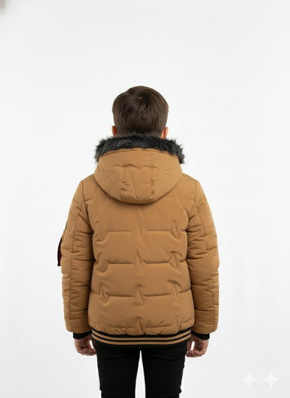 Kids Premium Camel Brown Puffer Jacket